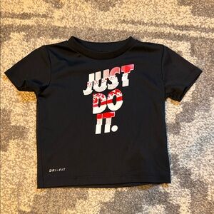 Nike Black Short Sleeve Tee with Red and White 'Just Do It' Graphic